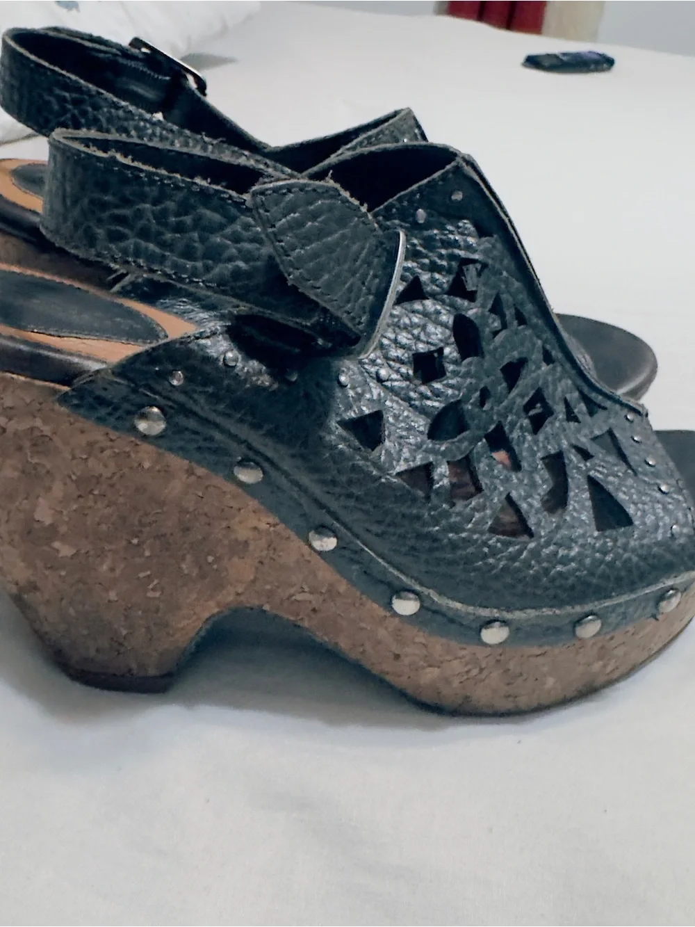 Ariat Fortune Studded Perforated chocolate brown Leather Slingback Sandal